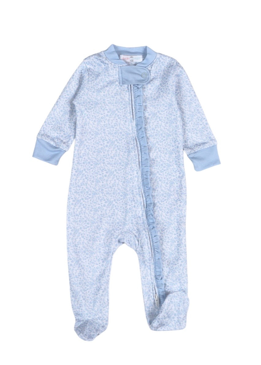 Baby Loren Blue Ivy Floral Zip Footie