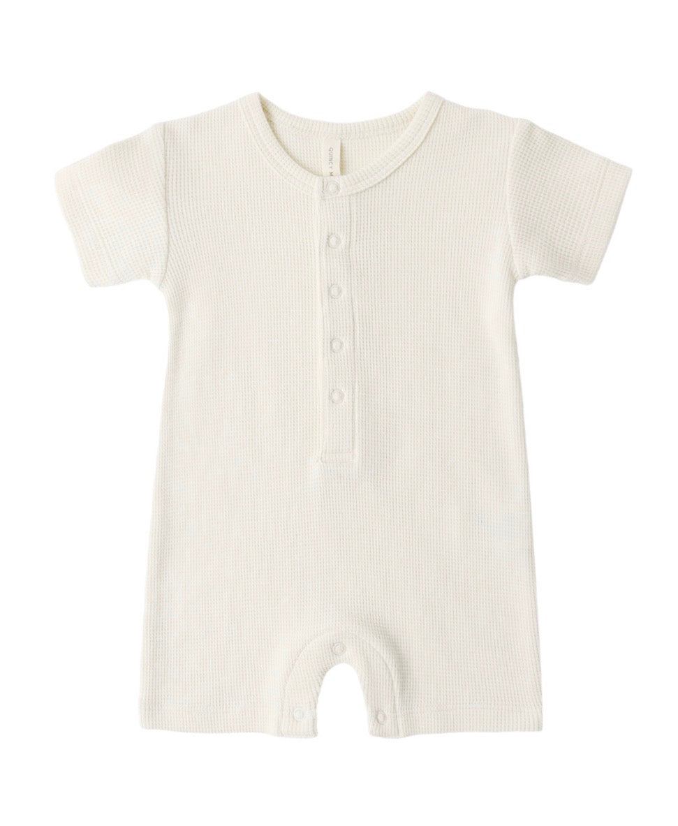 Quincy Mae Waffle Natural Romper