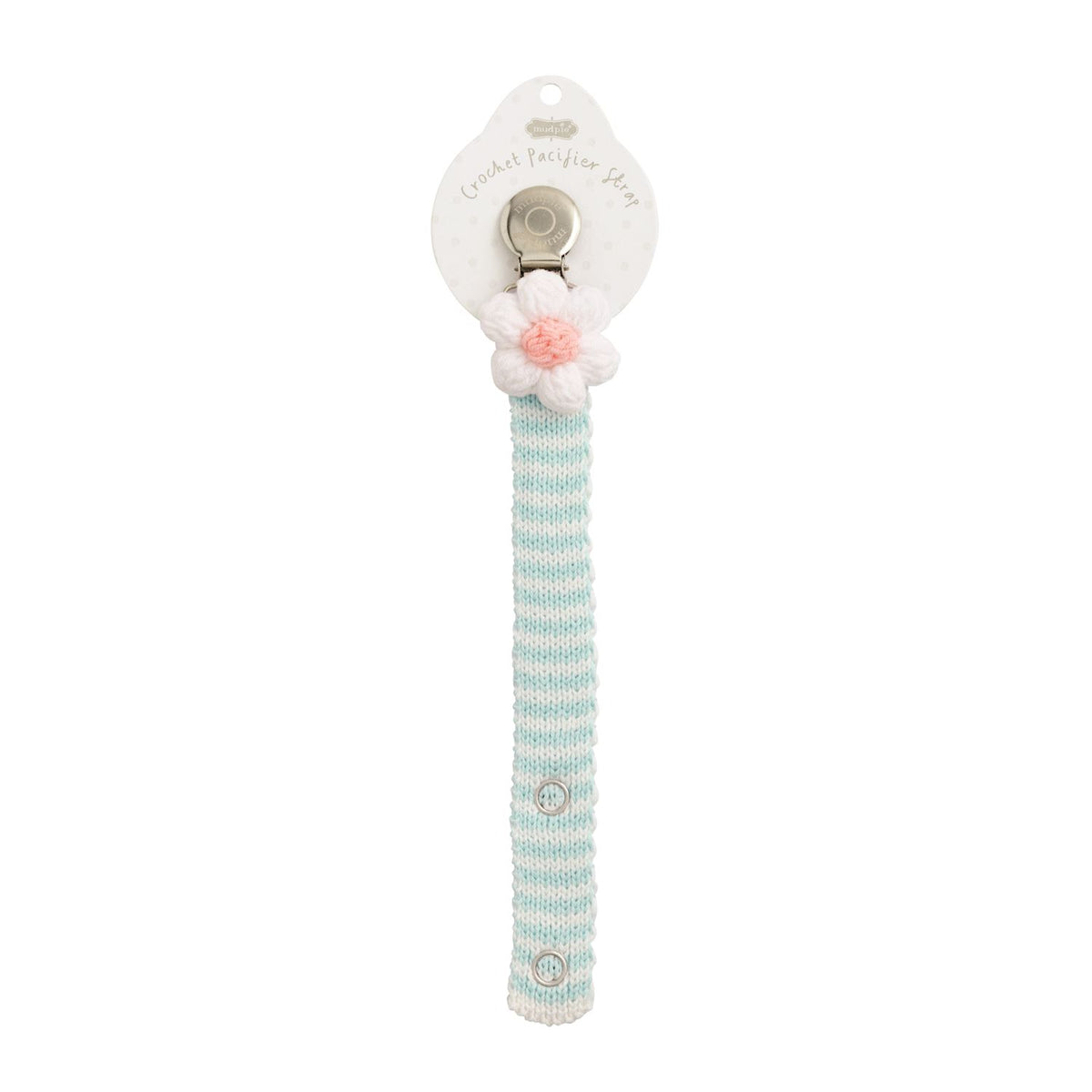 Mud Pie White Flower Crochet Paci Clip