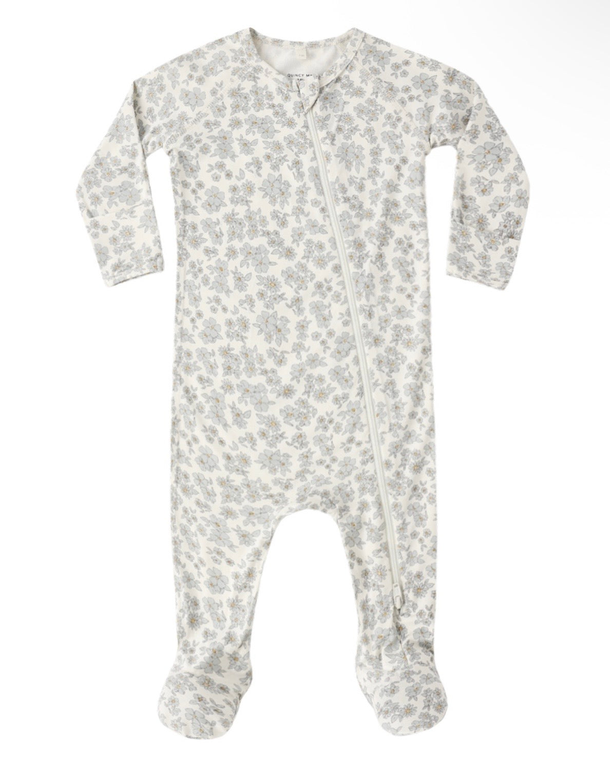 Quincy Mae Blue Floral Footie