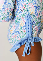 Swoon Baby Blue Floral 1pc Rashguard Swimsuit