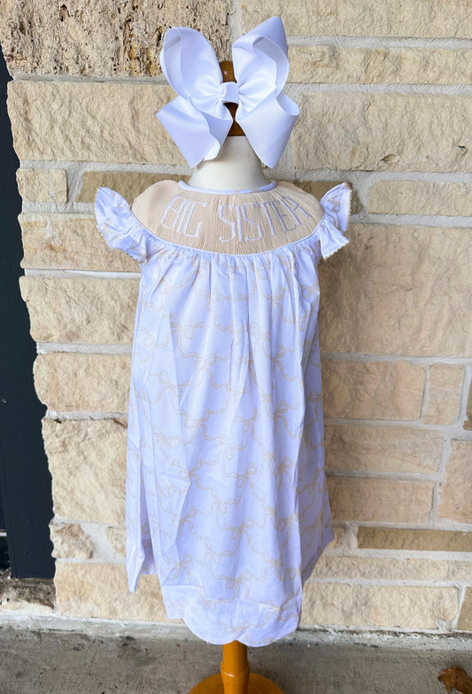 Smocked Flamingo Yellow Big Sister Dress