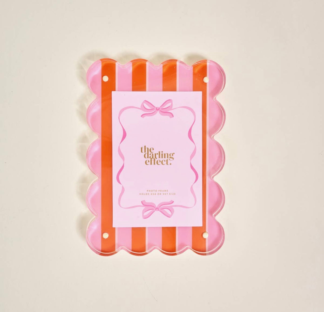 Darling Effect Pink Stripe Rectangle Scalloped Picture Frame