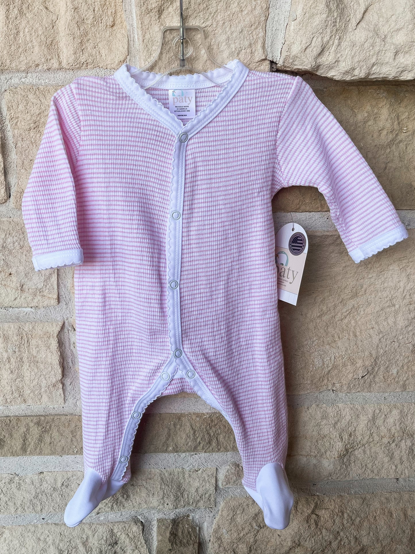 Paty Pink/White Stripe Footie
