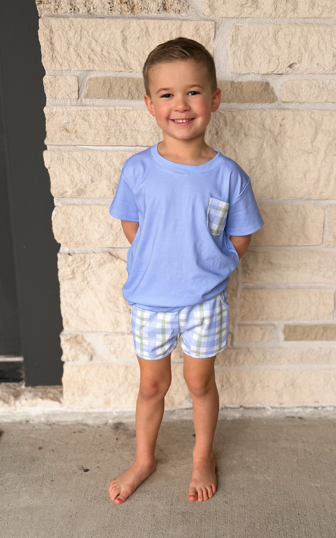 Baby Loren Blue Plaids Short Set