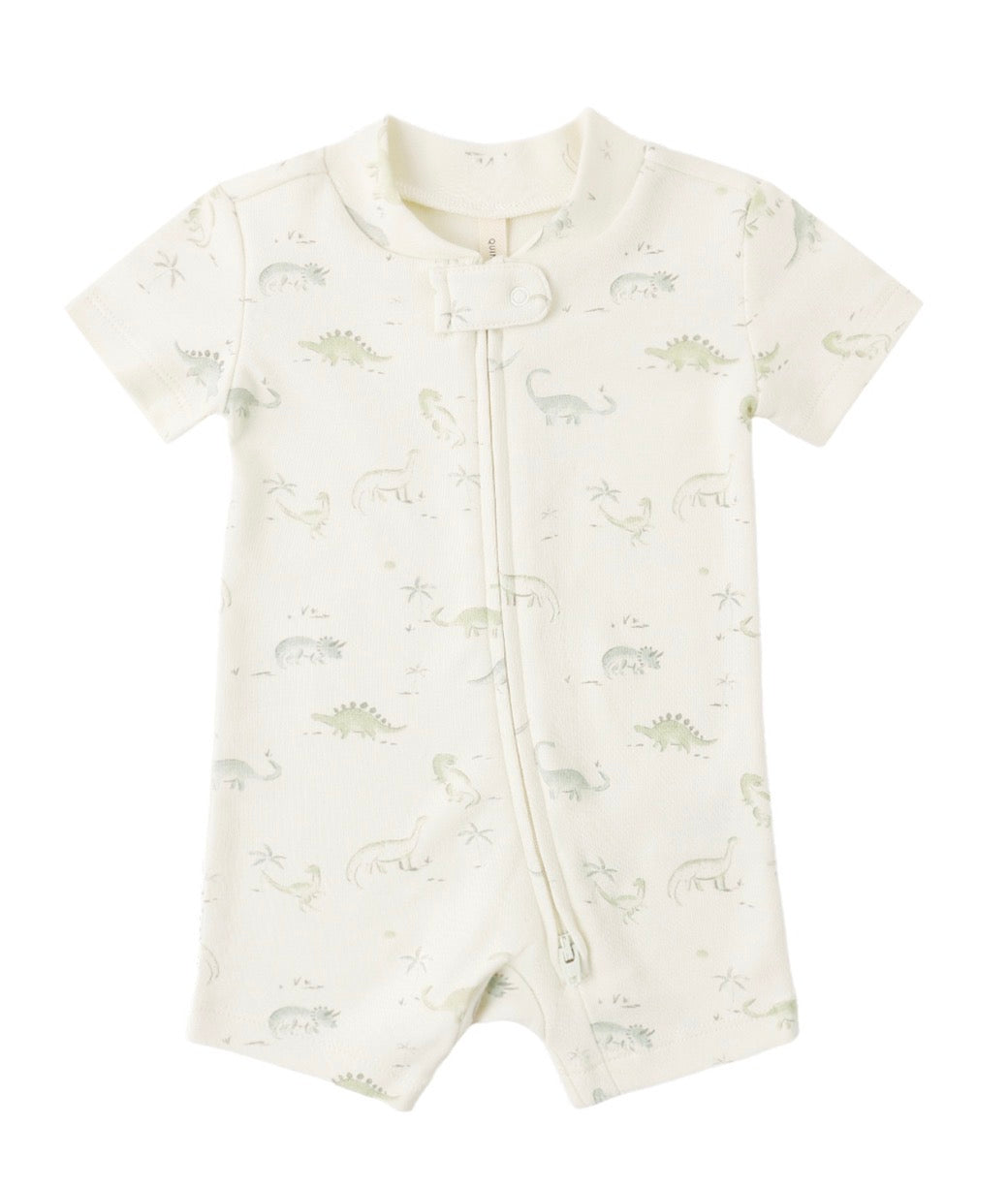 Quincy Mae Dinosaur Zip Short Sleeper