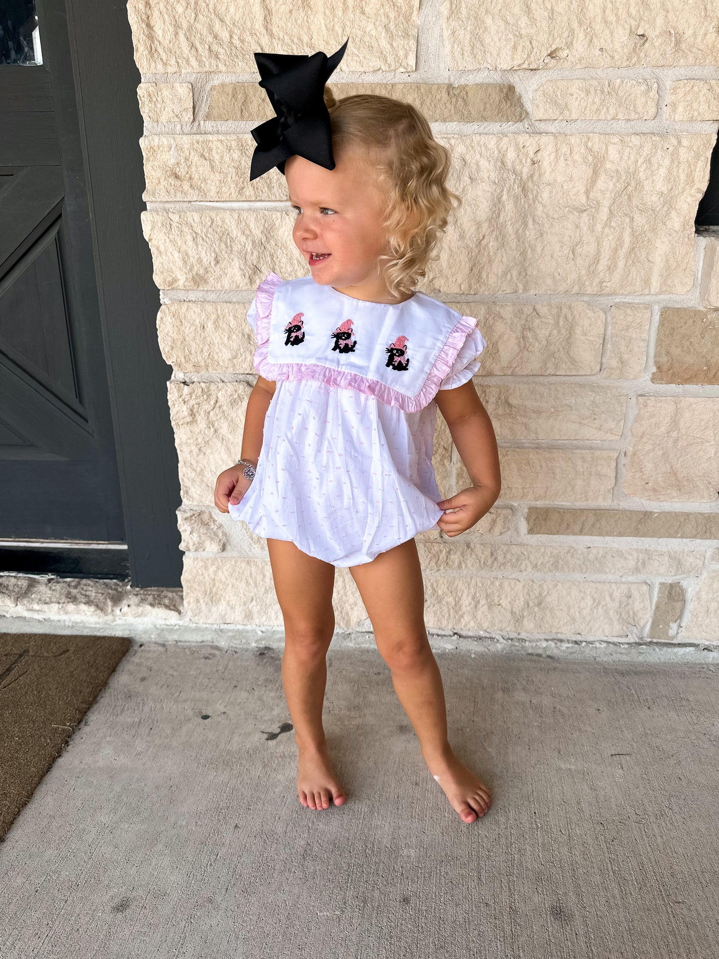 Smocked Flamingo 4 in 1 Interchangeable French Knot Swiss Dot Bubble