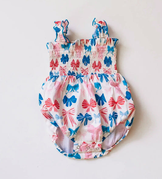Ollie Jay Smocked Patriotic Bow Maaylen Bubble