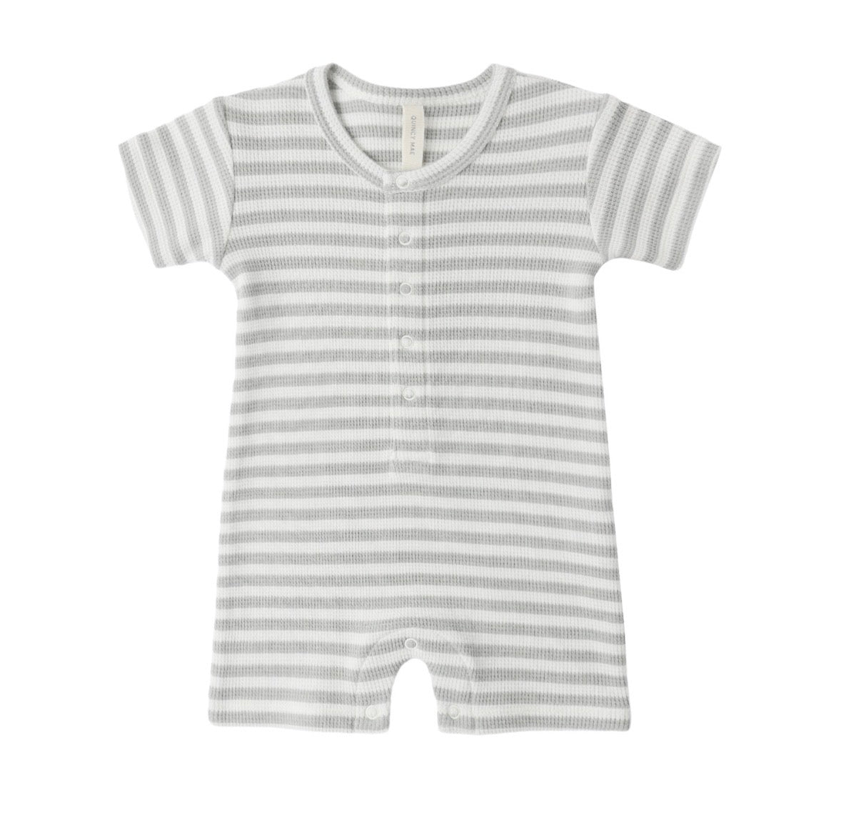 Quincy Mae Waffle Sage Stripe Romper