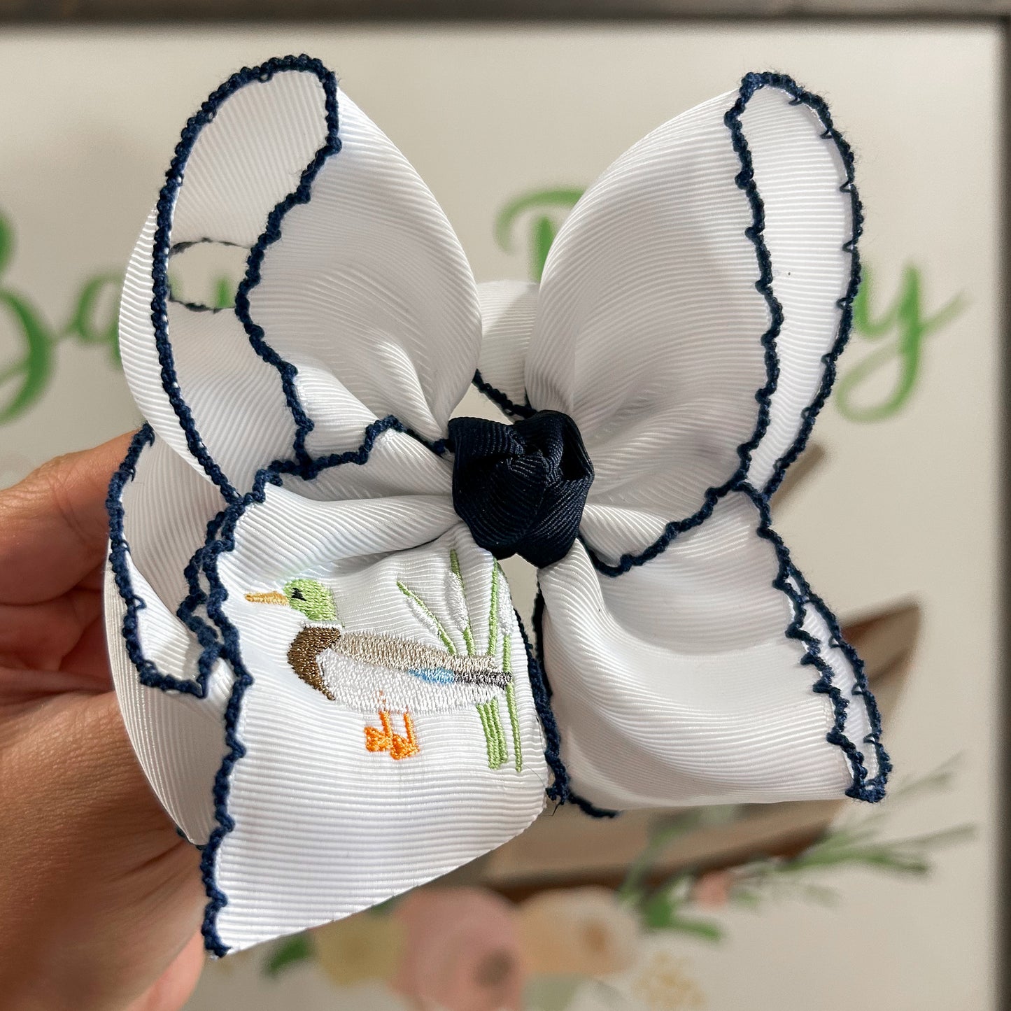 Beyond Creations Mallard Embroidered Bow