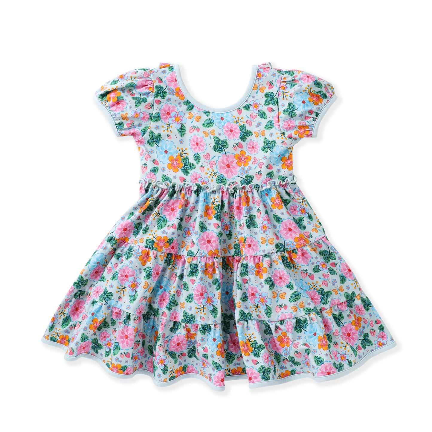Swoon Baby Aqua Floral Three Tiered Dress
