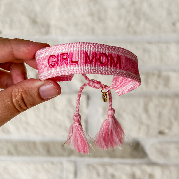 Girl Mom Embroidered Bracelet