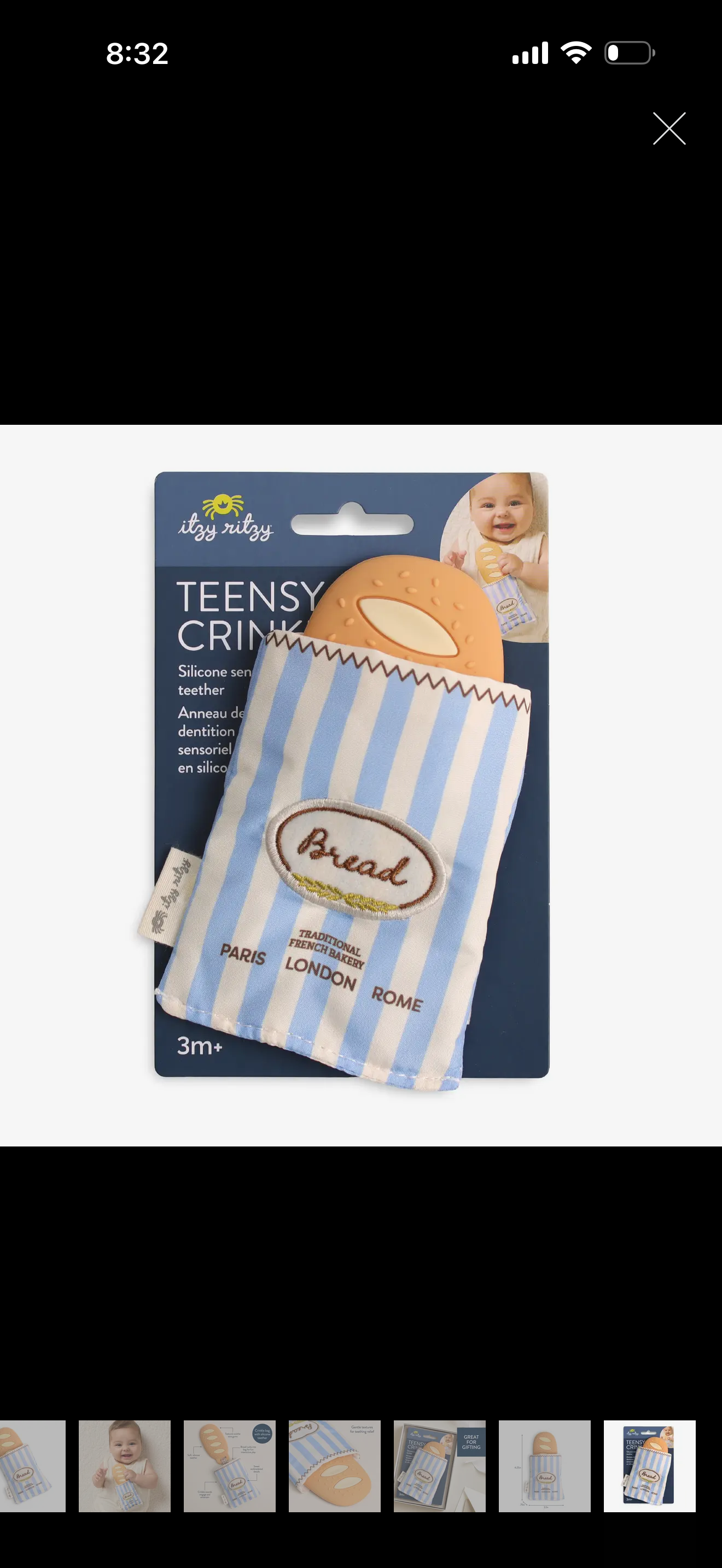 Itzy Ritzy Teensy Crinkle Teether Baguette
