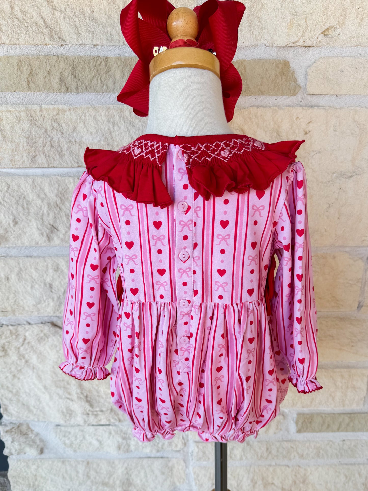 Smocked Flamingo Smocked Hearts Bow Bubble