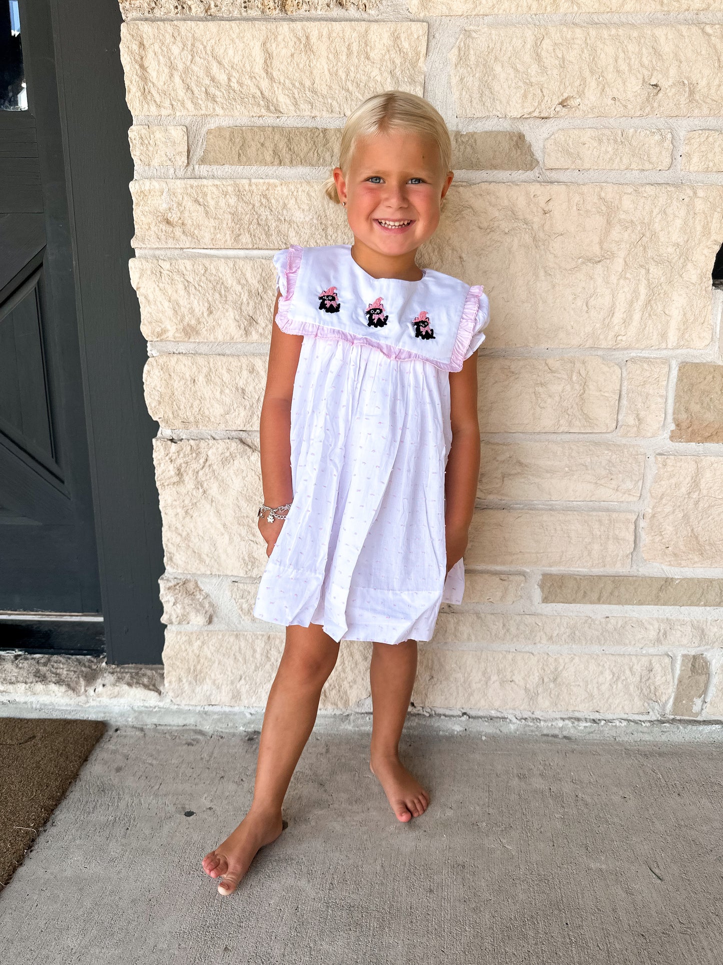Smocked Flamingo 4 in 1 Interchangeable Fall Swiss Dot Dress
