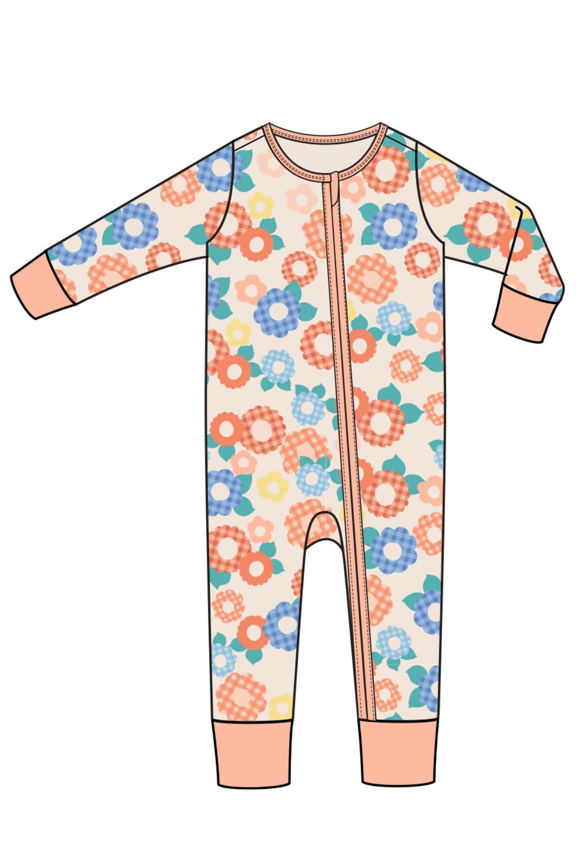 Angel Dear Gingham Baby Floral Playsuit