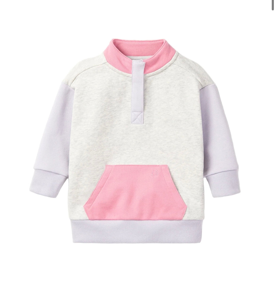 Little Bipsy Colorblock Mockneck Rose Pullover