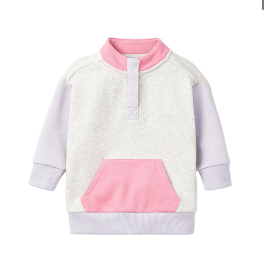 Little Bipsy Colorblock Mockneck Rose Pullover
