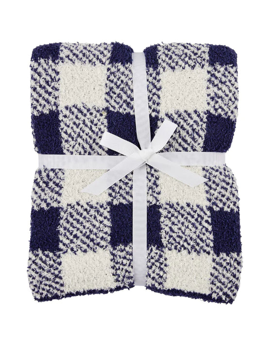 Mud Pie Navy Chenille Gingham Baby Blanket