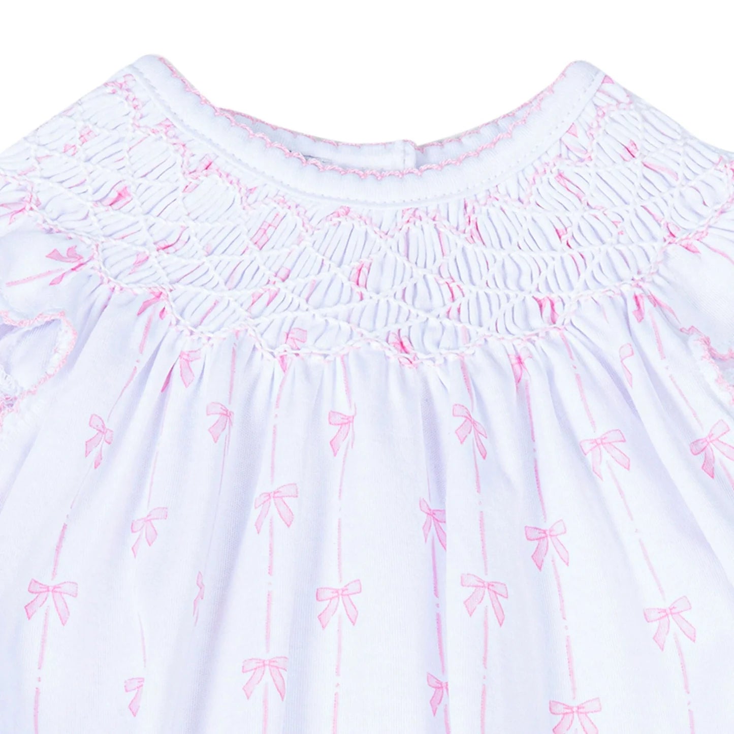 Magnolia Baby Amelia’s Classics Pink Bow Flutter Sleeve Bubble