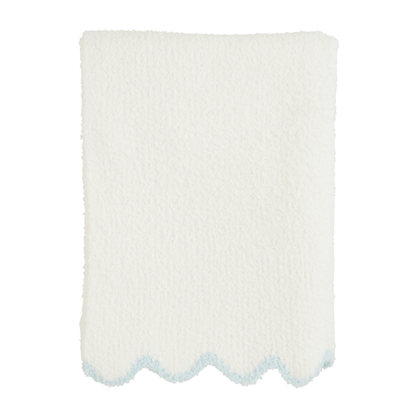 Mud Pie Blue Scalloped Blanket