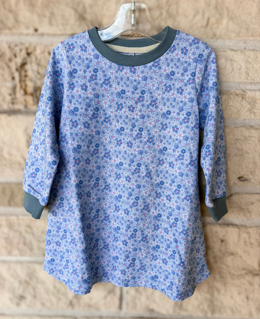 Honesty Powder Blue Floral Sweatshirt Dress