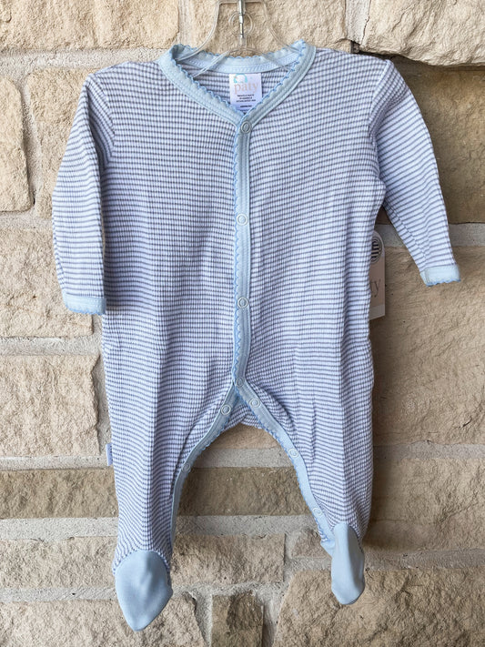 Paty Blue/Grey Stripe Footie