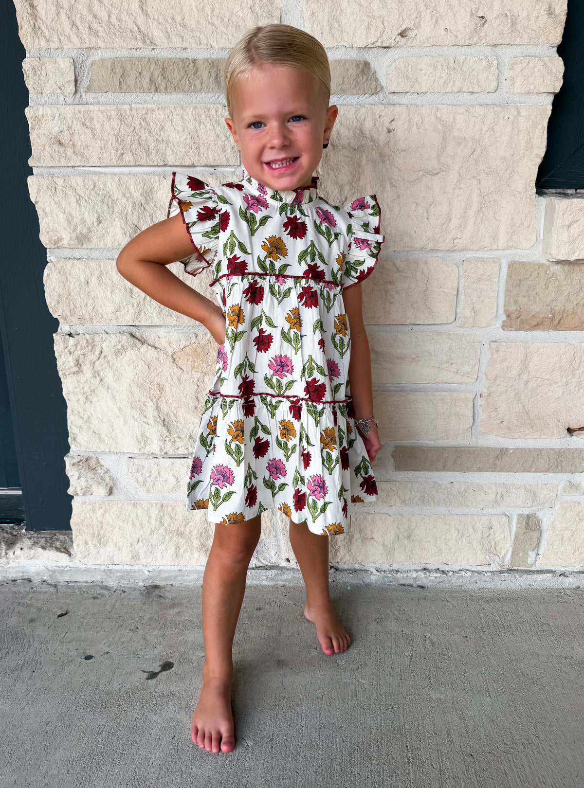 Mud Pie Multi Floral Flutter Dress