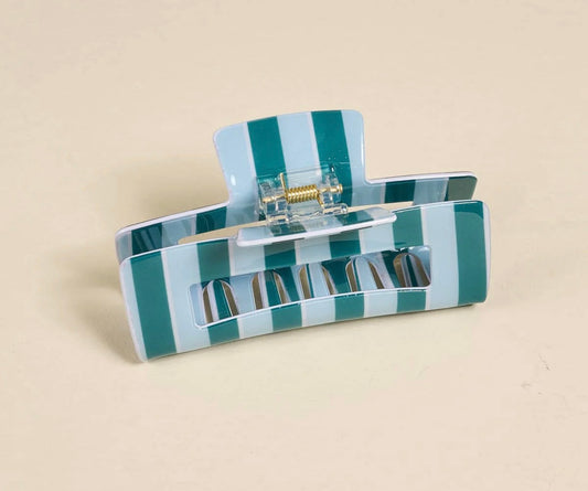 Darling Effect Sicily Teal Stripe Claw Clip