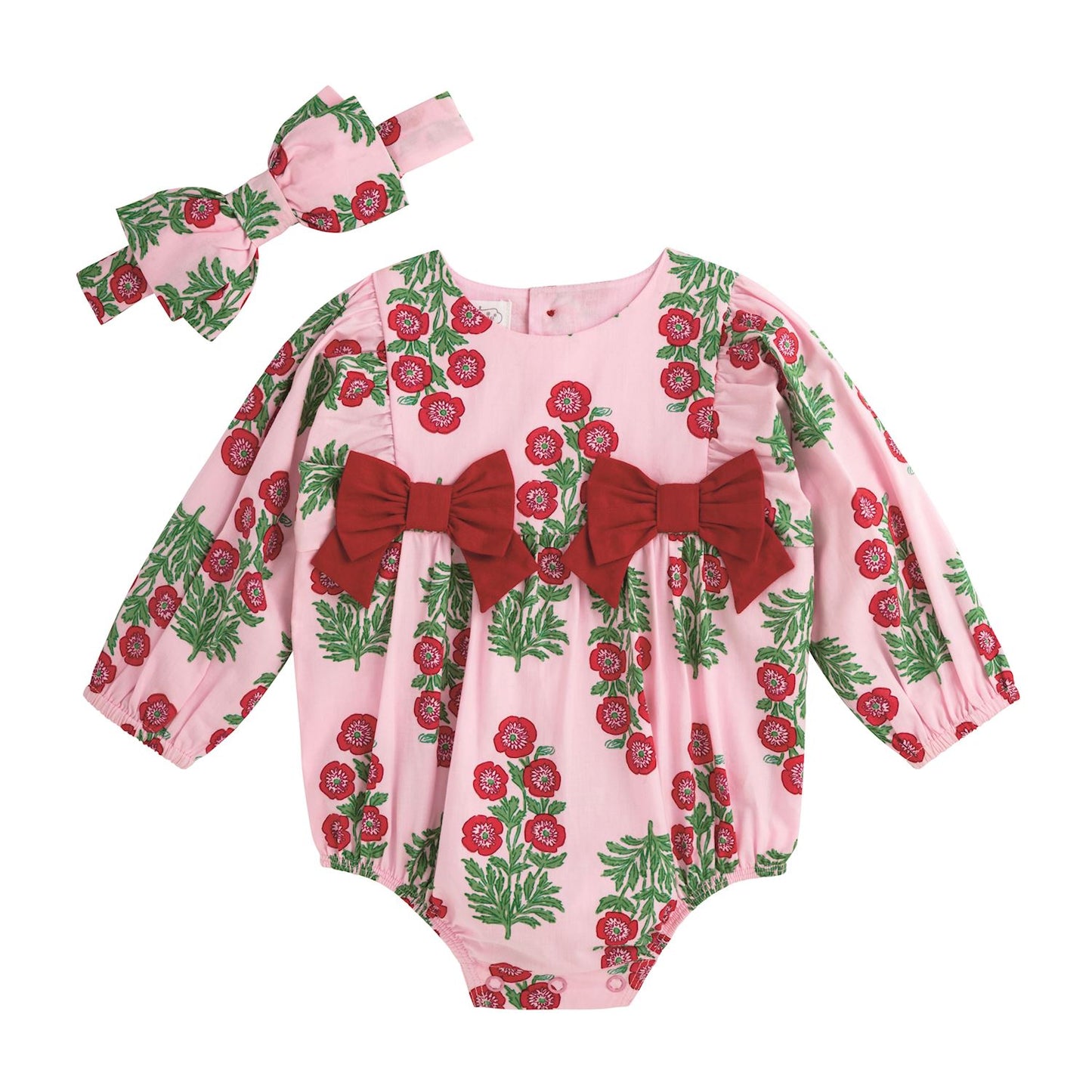Mud Pie Pink Floral Bubble + Headband