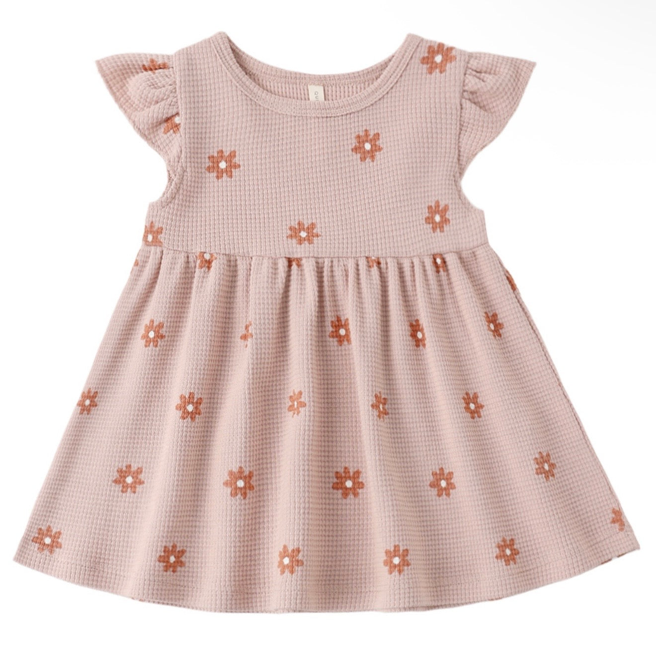 Quincy Mae Pink Daisy Flutter Sleeve Dress