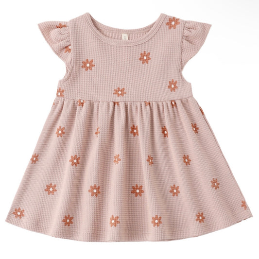 Quincy Mae Pink Daisy Flutter Sleeve Dress