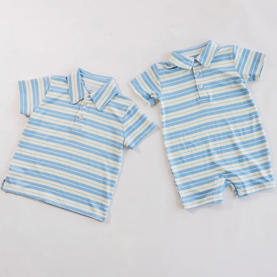 Hollis Baker Blue & Green Stripe Romper
