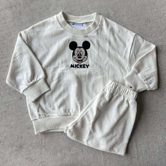 Mickey Cream LS Short Set
