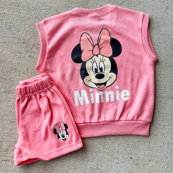 Pink Minnie EmbroideredTank + Short Set