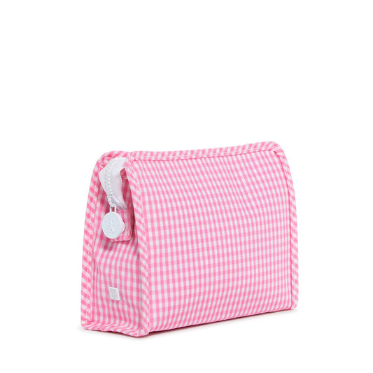 TRVL Pink Gingham Medium Roadie Zip Pouch