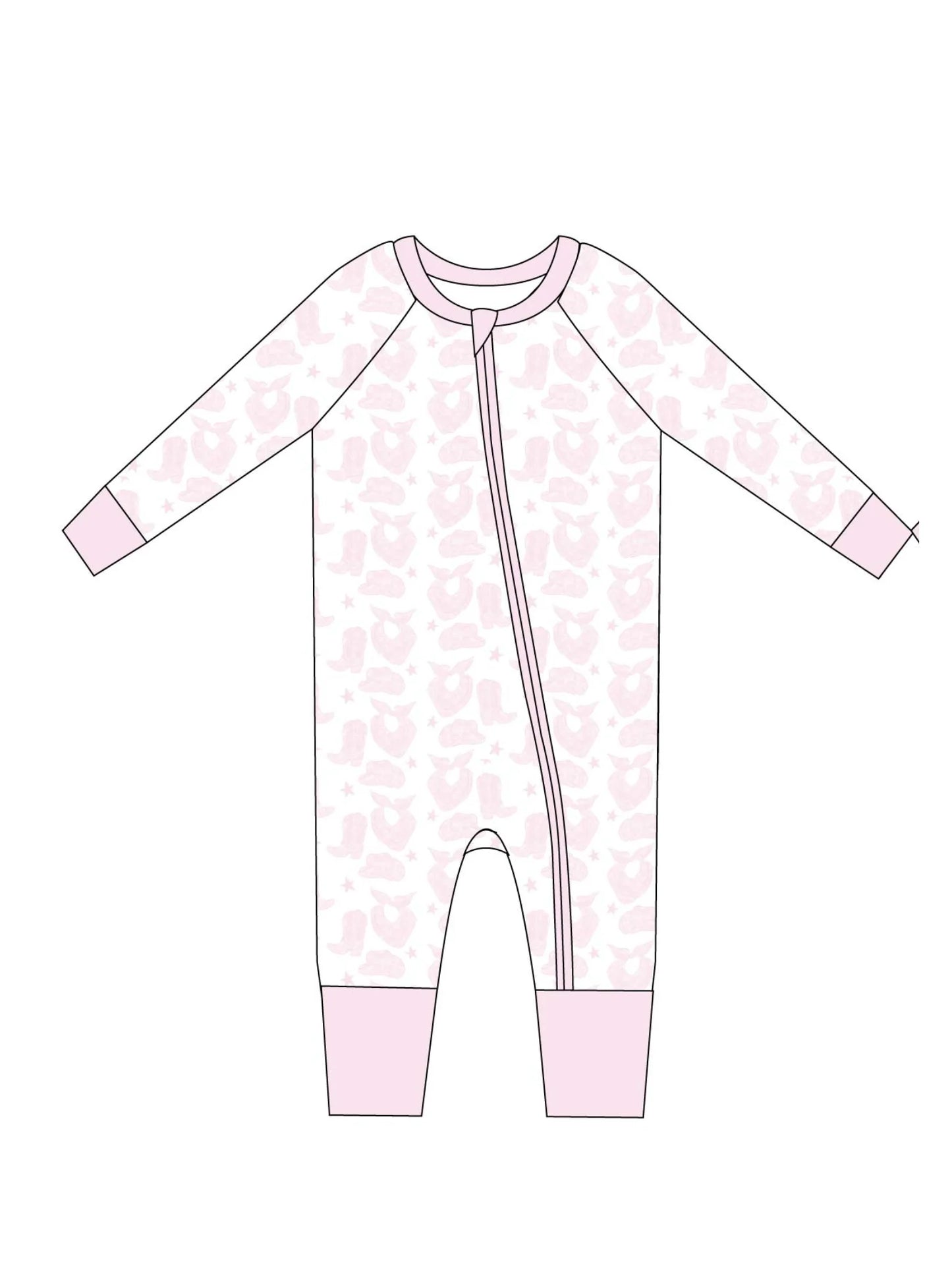 Toast + Jams Pink Watercolor Cowboy Playsuit