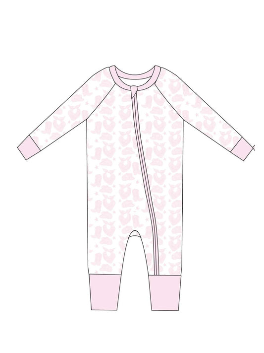 Toast + Jams Pink Watercolor Cowboy Playsuit