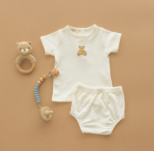 Magnolia Baby Ivory Bear Hugs Diaper Cover Set