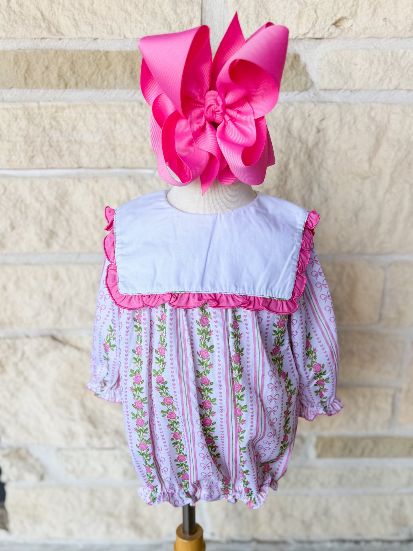Smocked Flamingo Fancy Floral Bib Bubble