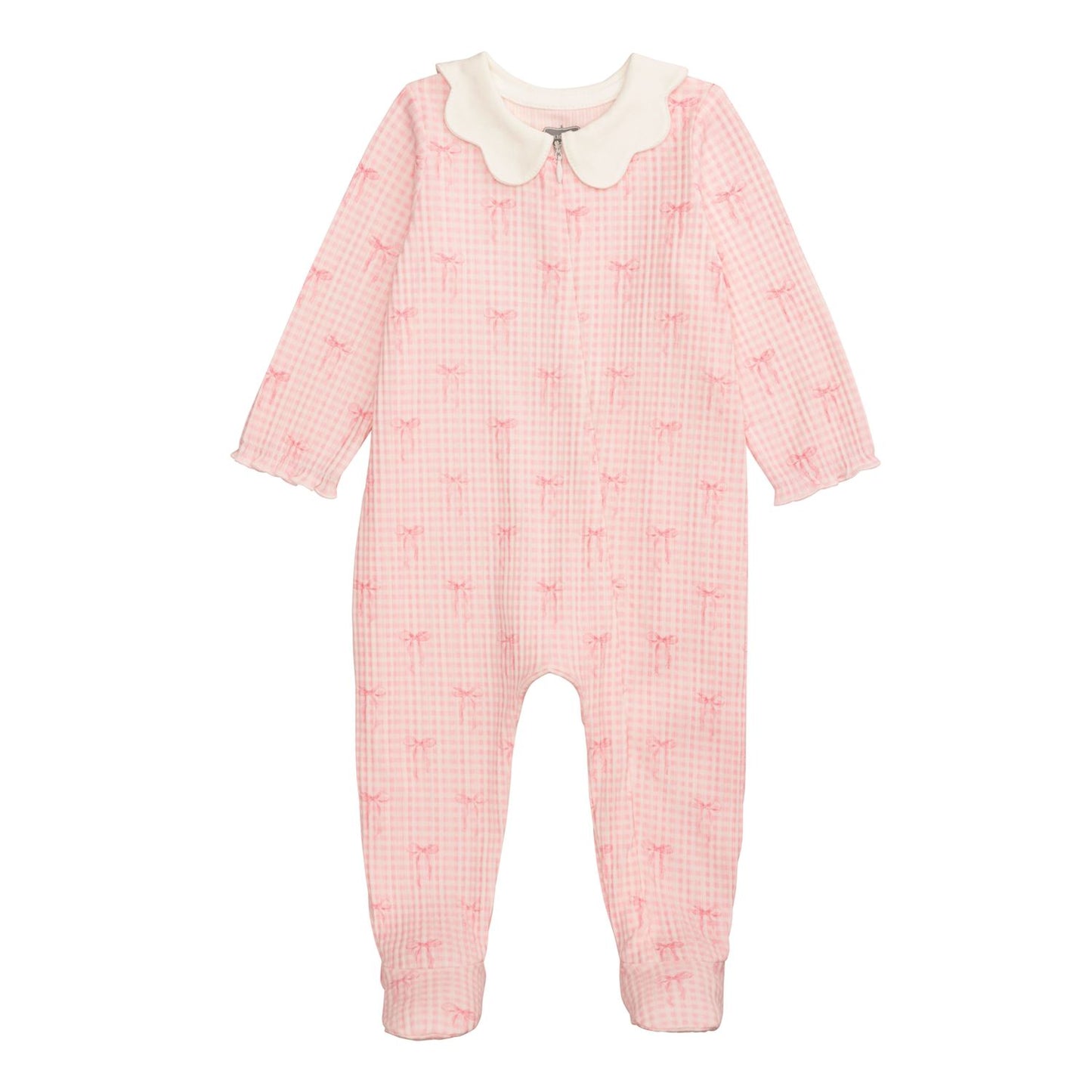Mud Pie Scallop Pink Bows Footie