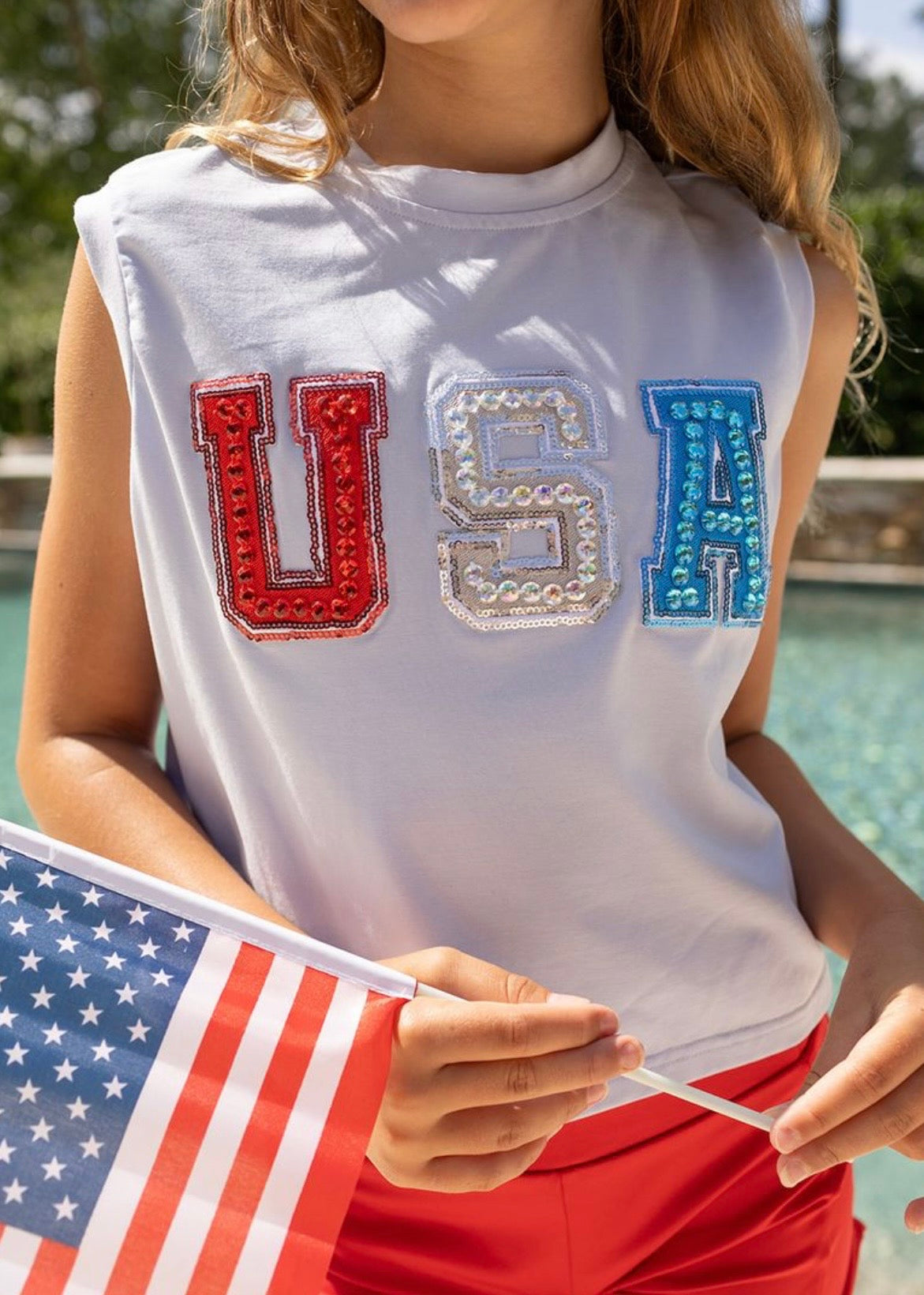 Blended Spirit USA Rhinestone Patch Tank