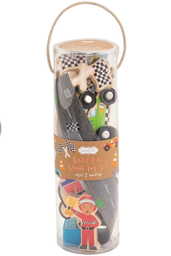 Mud Pie Racecar Wood Toy Set