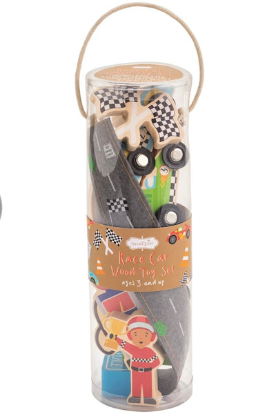Mud Pie Racecar Wood Toy Set