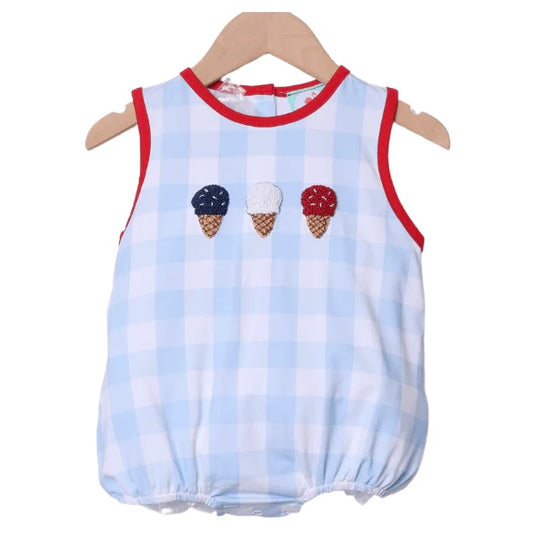Smocked Flamingo Patriotic Ice Cream Bubble