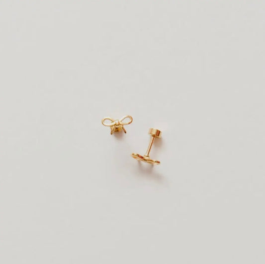 Pip Pop Post Gold Bow Studs