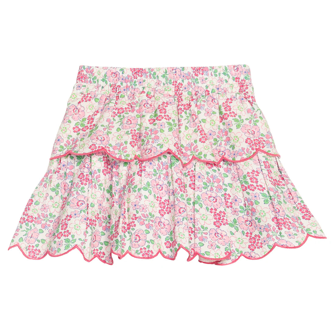 Bisby Pink Bloomsbury Blossoms Tiered Skort