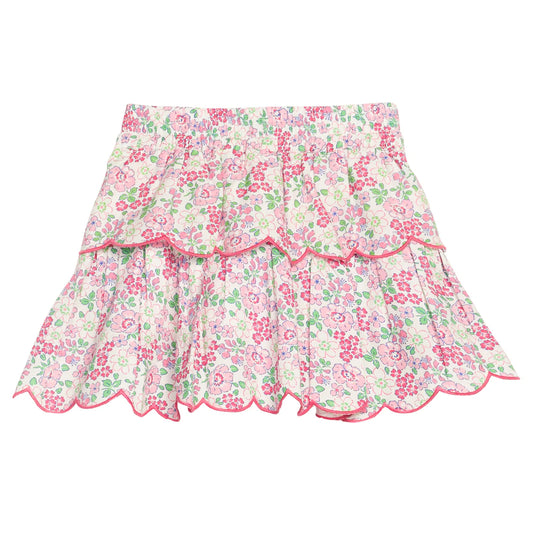 Bisby Pink Bloomsbury Blossoms Tiered Skort