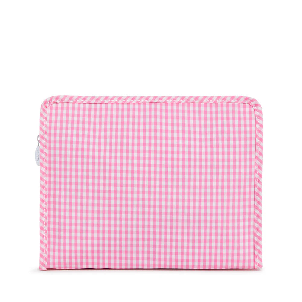 TRVL Pink Gingham Large Roadie Zip Pouch