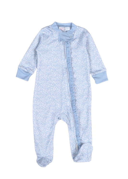 Baby Loren Blue Ivy Floral Zip Footie